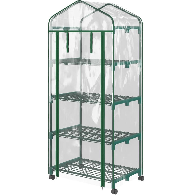 Modfu FÓLIOVNÍK z oceli 69x50x165 cm transparentní se 4 policemi a rolovacími dveřmi