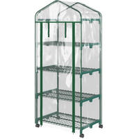 GEWÄCHSHAUS aus Stahl 69x50x165 cm in Transparent mit 4 Regalböden - Transparent, Metall (50/165/69cm) - Modfu