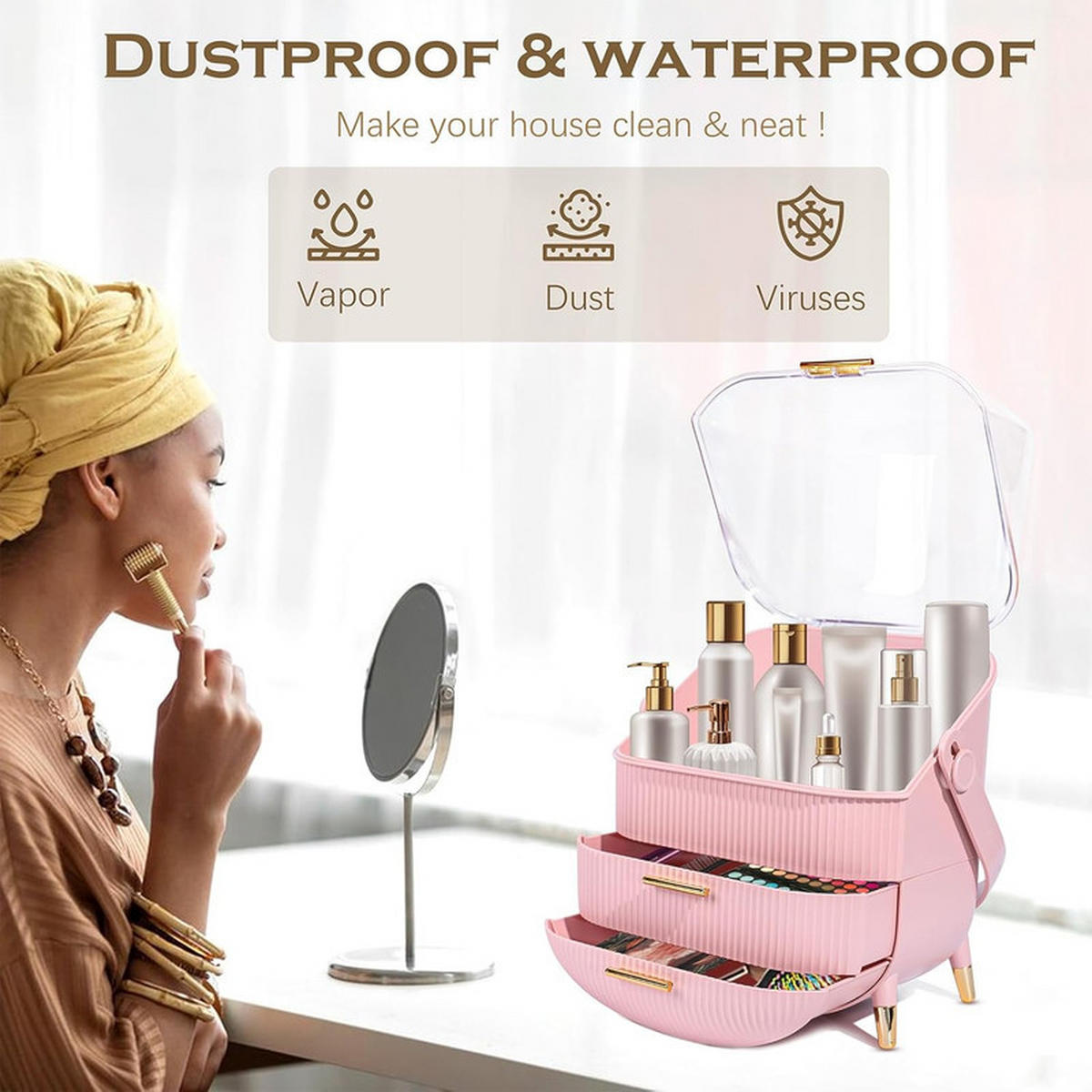 KOSMETIKORGANIZER Carl Ⅲ 26/16/38 cm - Pink, Kunststoff (16/38/26cm) - Nettlife