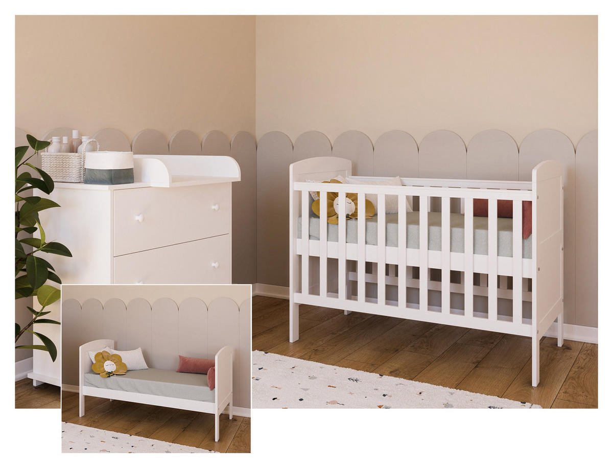 BABYBETT Småland - Weiß, Holzwerkstoff (60/120cm)