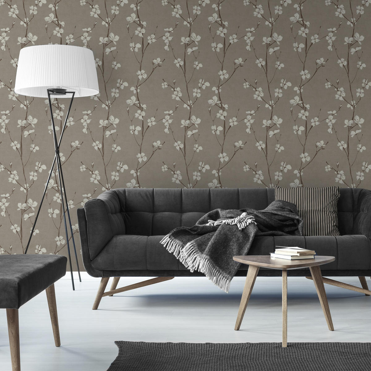VLIESTAPETE Jade Blumen - Taupe, Papier/Kunststoff (53/1000cm) - Superfresco Easy