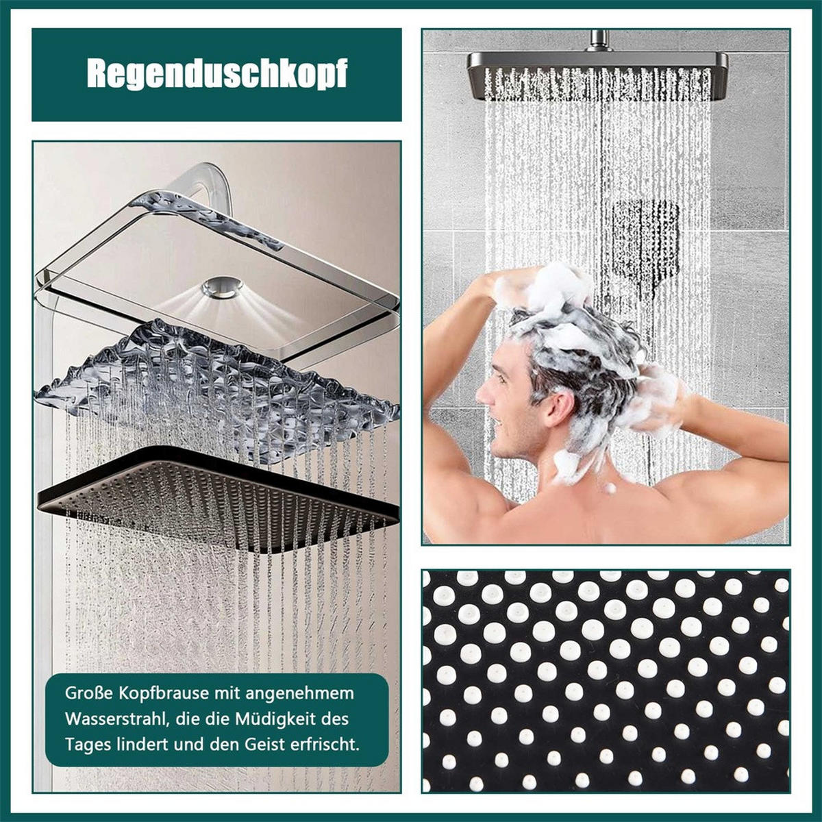 DUSCHSYSTEM mit Digitalanzeige und LED-Beleuchtung - Höhenverstellbare Duschstange mit Handbrause - Grau - Grau, Metall (35/120/30cm) - DELFA