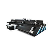 WOHNLANDSCHAFT Apollonia C - Schwarz/Weiß, Leder (420/78/190cm) - Sofa Dreams