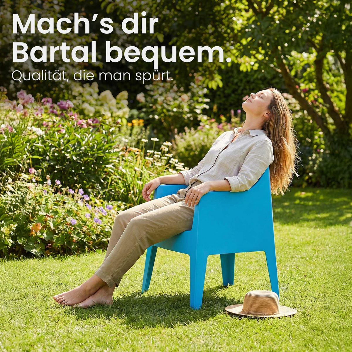 GARTENSTUHL 4er Set Kunststoff Blau - Blau, Kunststoff (73/78/57cm) - CLP