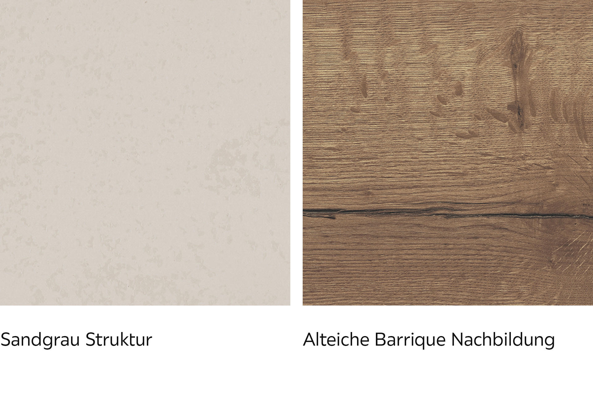 Sandgrau und Alteiche Arbeitsplatten