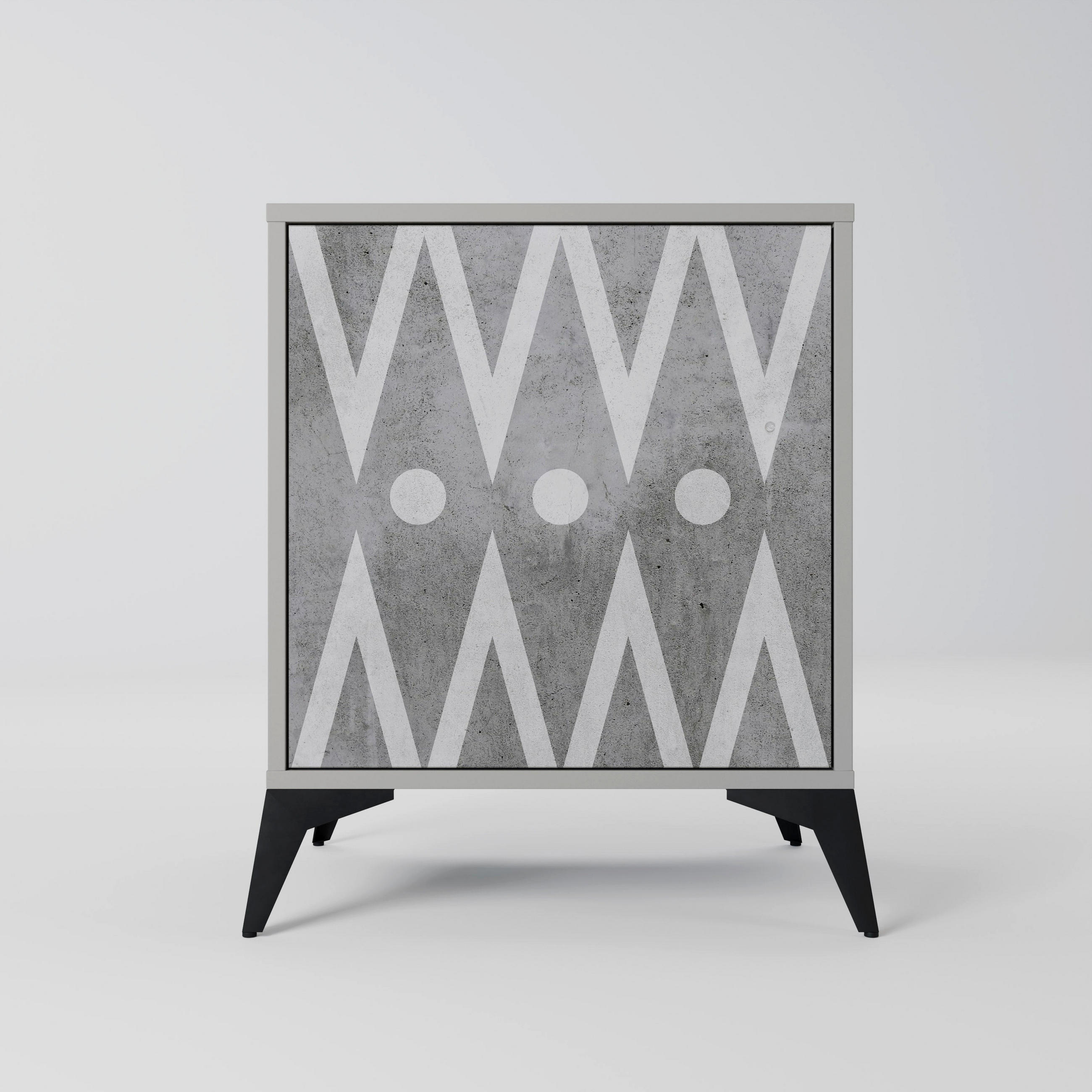 SIDEBOARD SHARP EDGES, Grau, 57,5x42x70,5 cm, Schwarze Metall-Sternfüße - Multicolor/Schwarz, Holzwerkstoff/Metall (57.5/70.5/42cm) - SpaceRebels