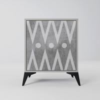 SIDEBOARD SHARP EDGES, Grau, 57,5x42x70,5 cm, Schwarze Metall-Sternfüße - Multicolor/Schwarz, Holzwerkstoff/Metall (57.5/70.5/42cm) - SpaceRebels