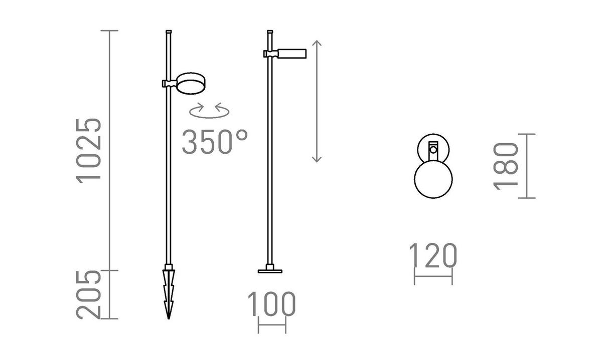 AUSSENLEUCHTE KATONA Schwarz 7 W IP54 - Schwarz, Metall (15/15/30cm) - Rendl