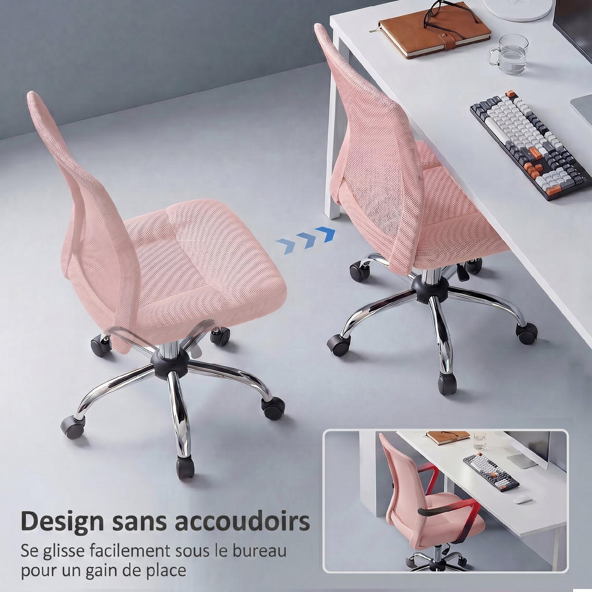 BÜROSTUHL Rosa 43.0/58.0/100.0 cm - Rosa, Textil (58/100/43cm)