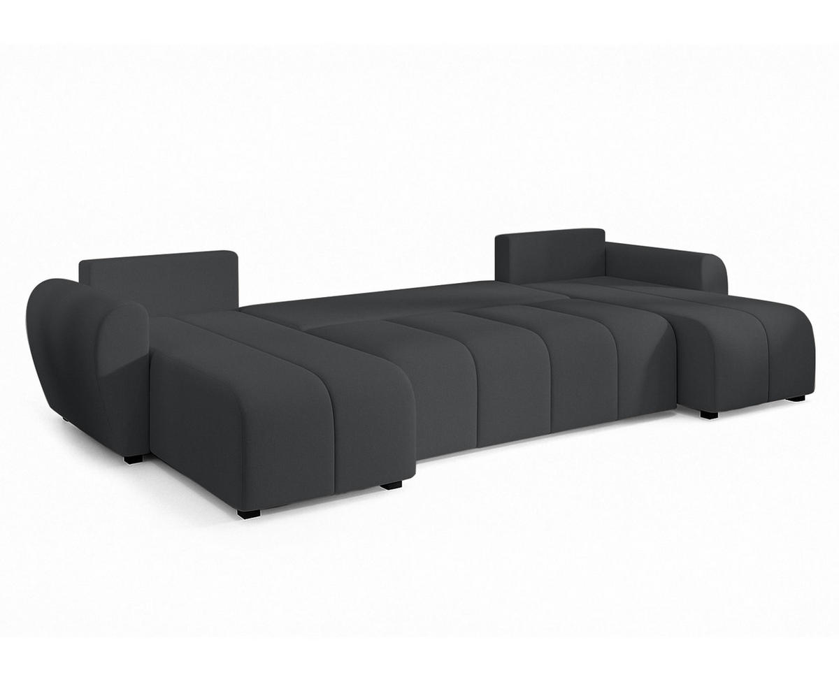 WOHNLANDSCHAFT Malatya U Form Dunkelgrau 311/145/82 cm mit Schlaffunktion - Dunkelgrau/Schwarz, Kunststoff/Textil (311/82/145cm) - AX Living