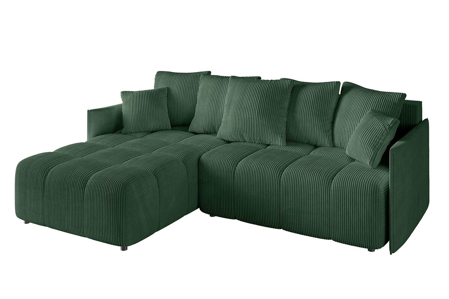 ECKSOFA Ottomane links LONLI-L 251x189x68 Grün Cord - Grün, Holzwerkstoff/Kunststoff (251/189cm) - ALTDECOR