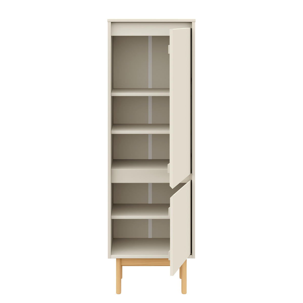 MIDISCHRANK mit 2 Türen - Pinie Massivholz - Softclose - Beige, Holz (44/138/35cm) - home24