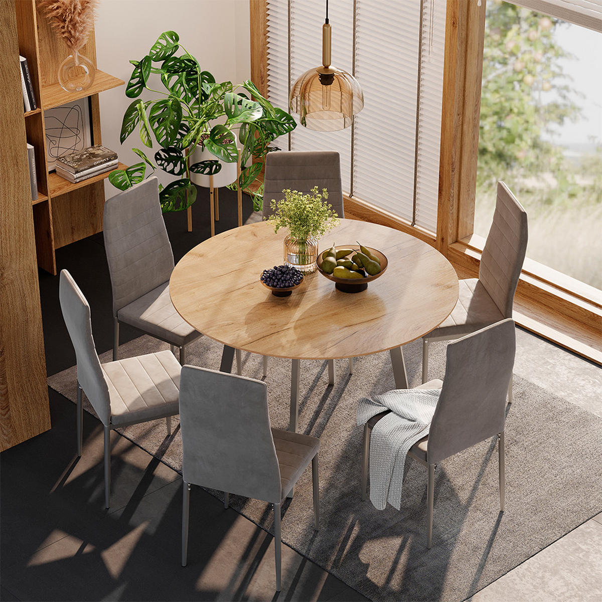 JÍDELNÍ STŮL Halvar Greige - medově dubová/šedobéžová, kompozitní dřevo (120/120/76.5cm) - Vicco