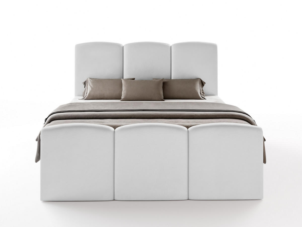 BOXBETT SAVIO 180x200 cm mit Bettkasten, Bonell-Matratze H3 und Topper – Samt Weiß - Weiß, Textil (180/200cm) - Luxkor24