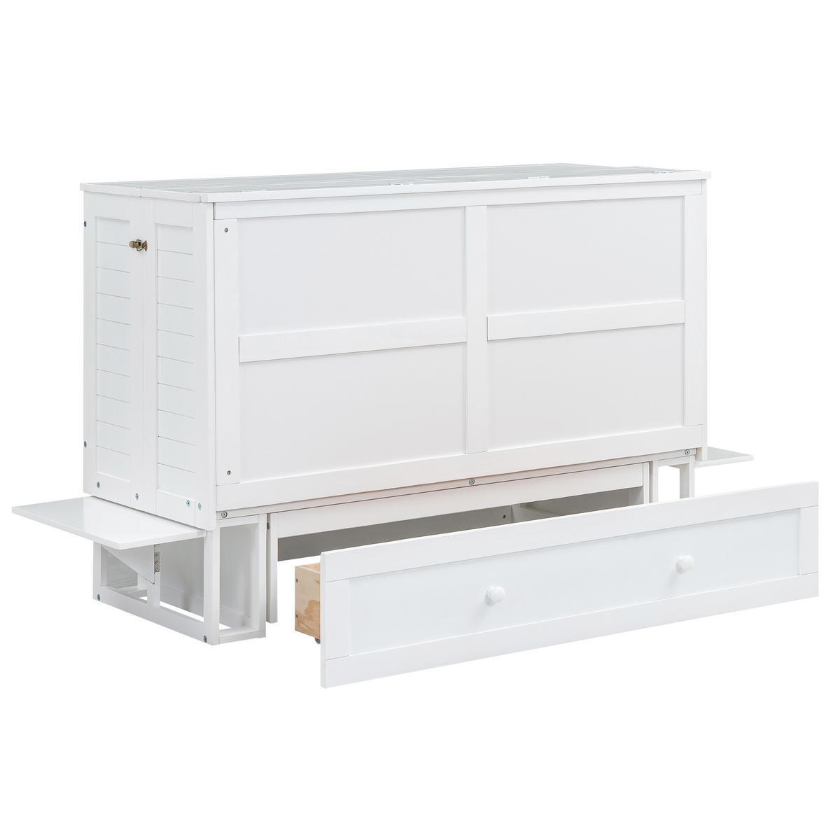 SCHRANKBETT Mobiles 140/200 cm Weiß mit Schublade und Regal - Weiß, Holz (140/200cm) - OKWISH