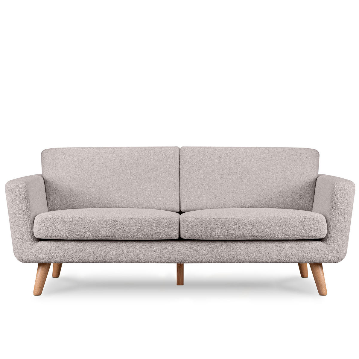 3-SITZER-SOFA TAGIO mit Armlehnen, Hellgrau - Hellgrau/Braun, Buchenholz/Textil (88/80/190cm) - KONSIMO®