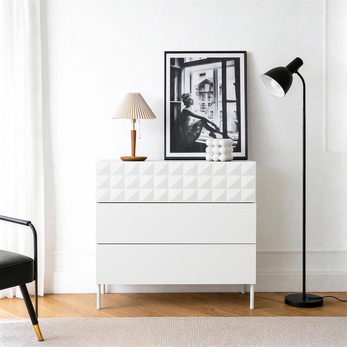 KOMMODE, Holz, Weiß - Weiß, Holzwerkstoff/Metall (80/75/40cm) - Hometopia