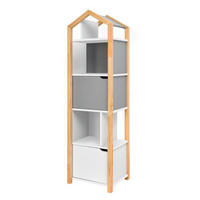 REGÁL NA KNIHY Sivá a biela - biela, kompozitné drevo (46/160/37cm) - Petits-meubles