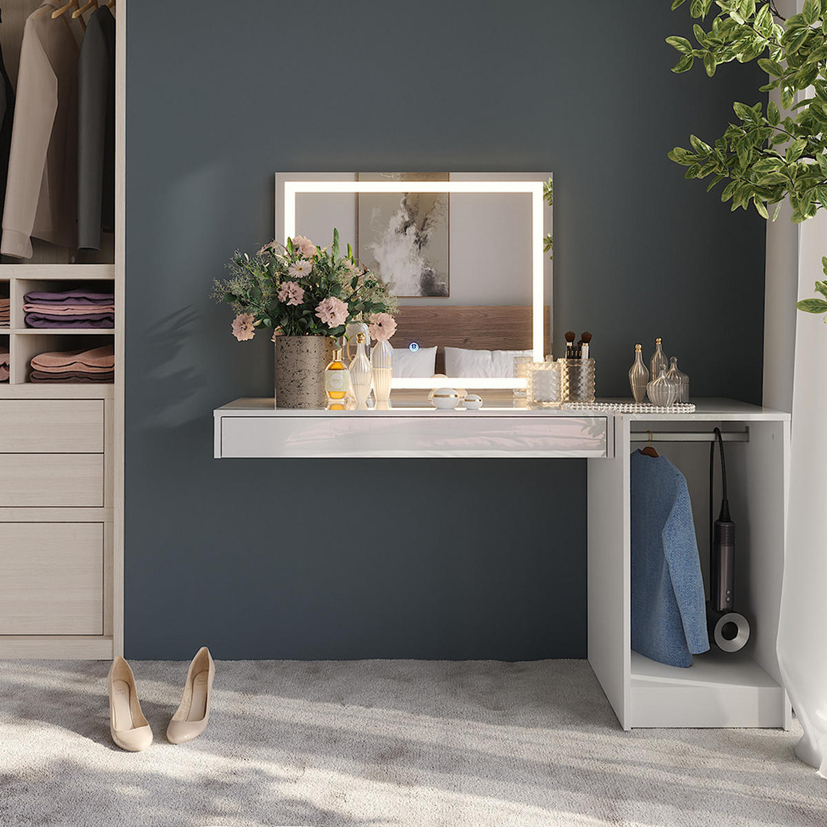 TOALETNÍ STOLEK Sherry Bílá - bílá, kompozitní dřevo (100/12/40.1cm) - Vicco