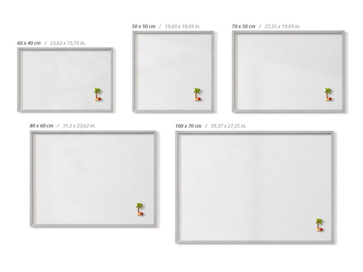 MAGNETTAFEL 50x50 cm Silberner Rahmen Farbe Weiß - Weiß, Metall (50/50/0.4cm) - TULUP