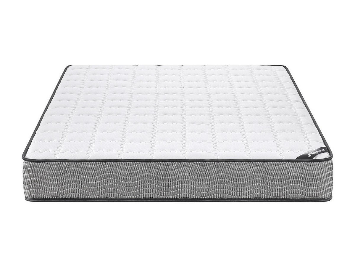 MATRATZE und Bettgestell mit Lattenrost und Stoffbezug - 2 Personen - Stoff - Weiß - - Weiß, Textil (140/190cm) - Vente-Unique