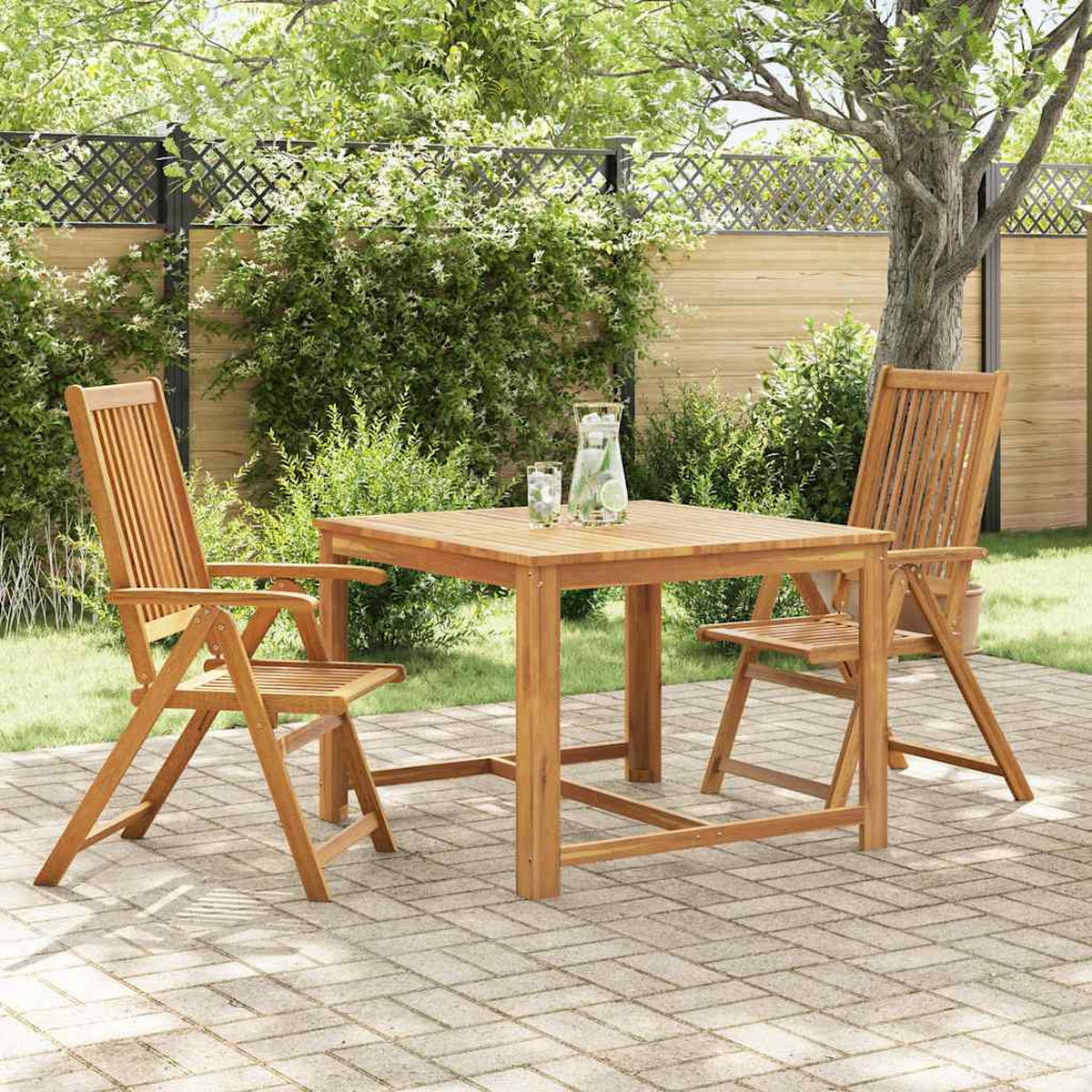 GARTENSTÜHLE 2er Set Klappbar Akazie Massivholz Braun - Naturfarben, Holz (69/111/57cm) - vidaXL