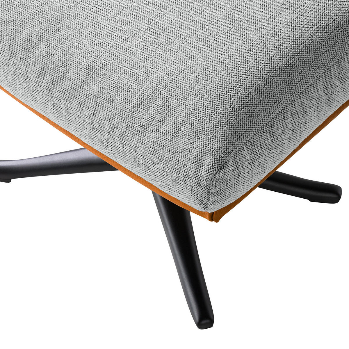 HOCKER mit Kreuzfuß - Cognac/Hellgrau, Textil/Metall (54/41/41cm) - home24