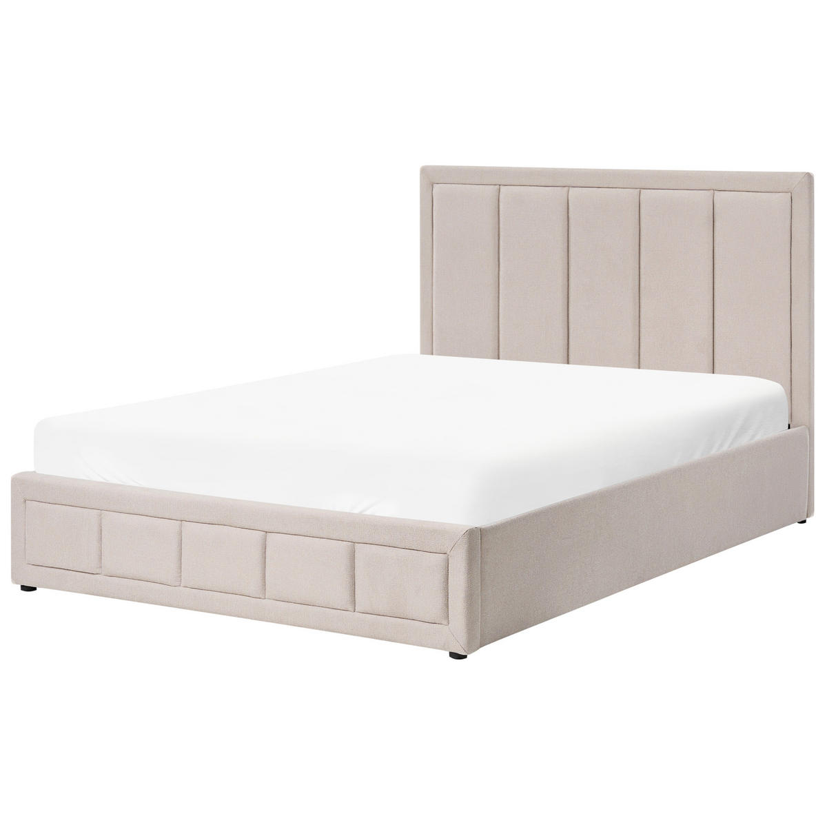 BETT mit Stauraum 140/200 cm Stoff Beige Quiberon - Beige, Textil (140/200cm) - Beliani