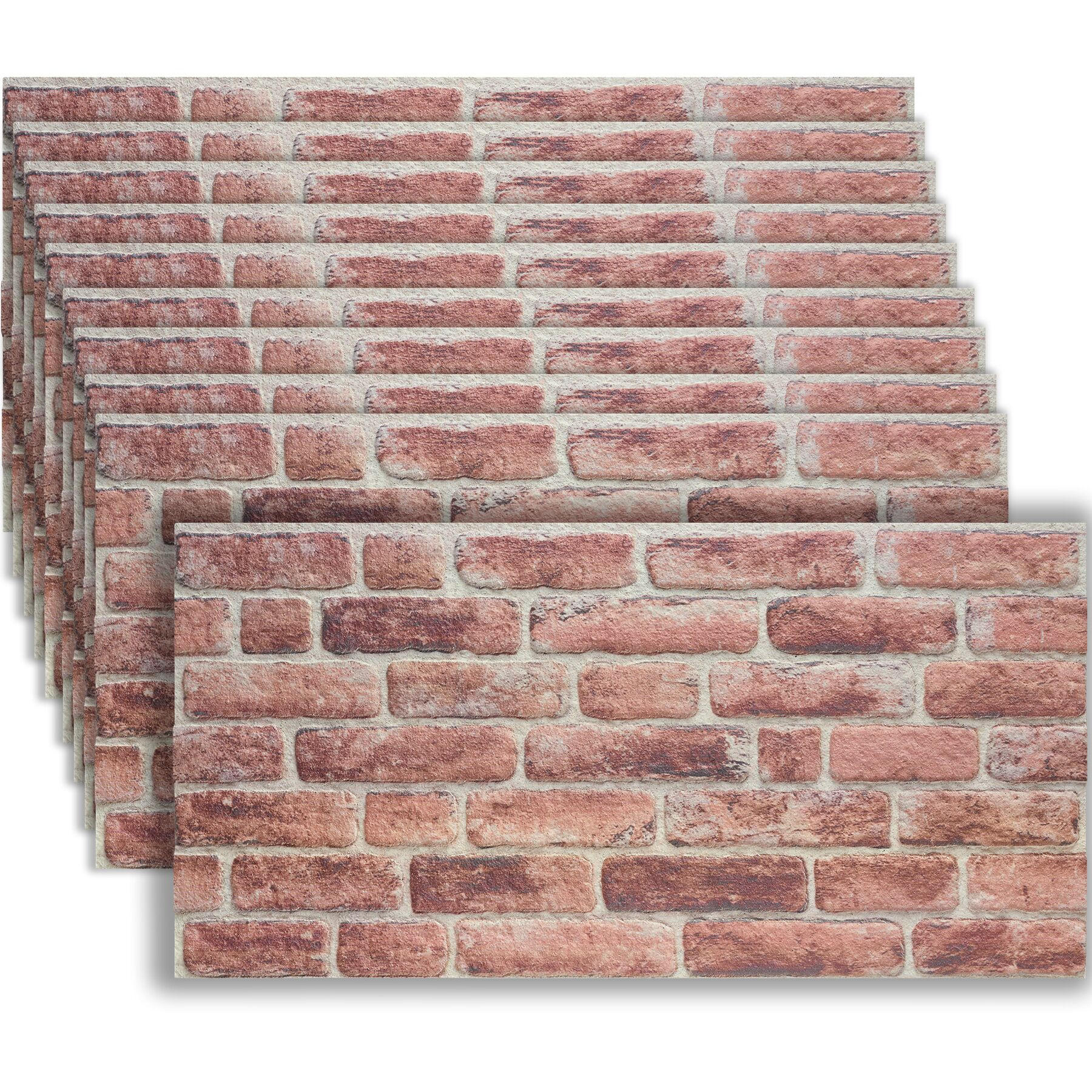 3D-WANDPANEELE , 100 x 50 x 2 cm, 5 m² Abdeckungsfläche, flexibel zuschneidbar, Backstein dunkelrotbraun - Braun, Kunststoff (50/2/100cm) - tectake