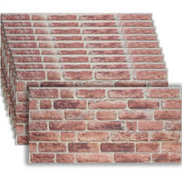 3D-WANDPANEELE , 100 x 50 x 2 cm, 5 m² Abdeckungsfläche, flexibel zuschneidbar, Backstein dunkelrotbraun - Braun, Kunststoff (50/2/100cm) - tectake