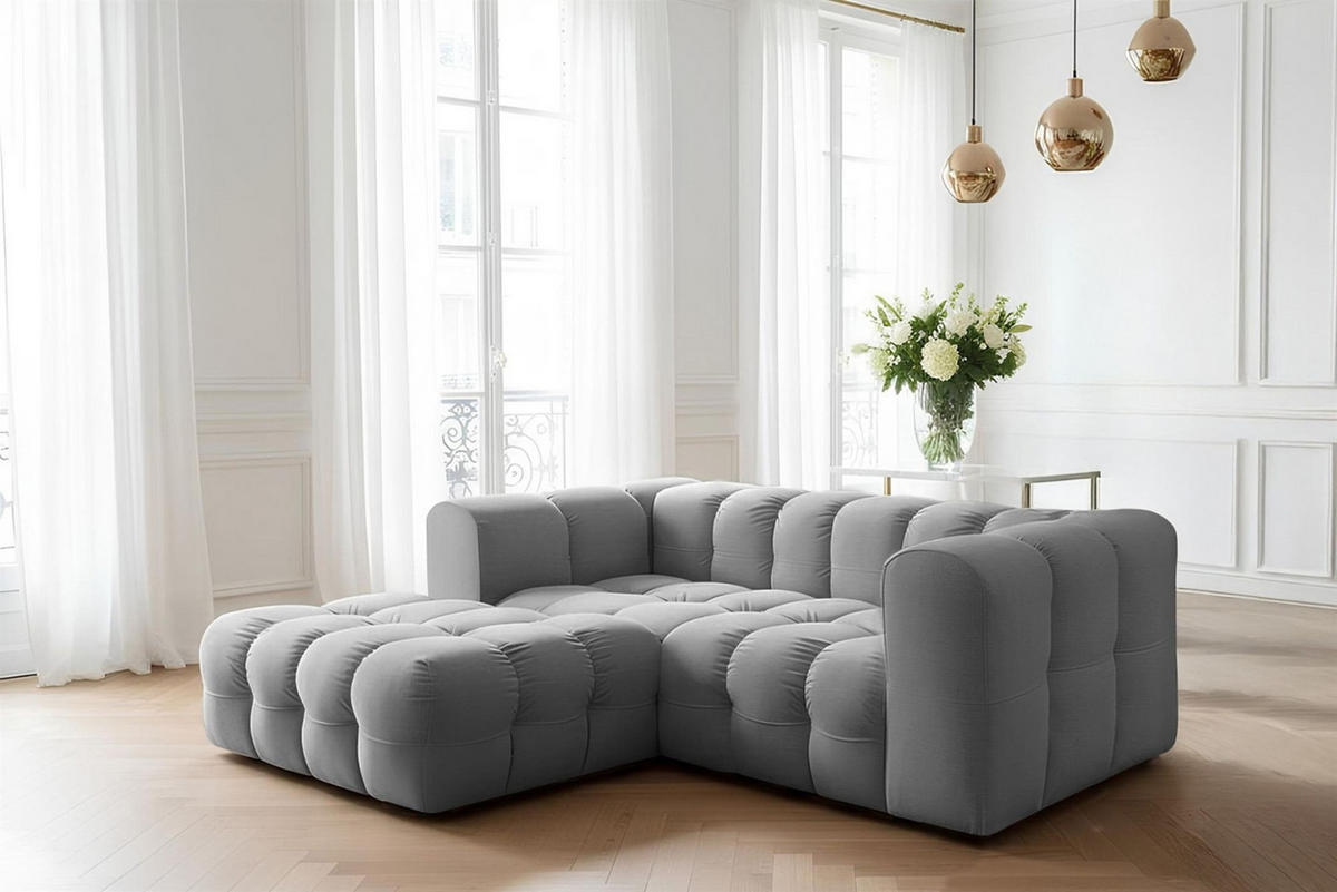 ECKSOFA Solvie Xs In Tiffani - Grau, Holzwerkstoff/Textil (193/290cm) - Fun Möbel