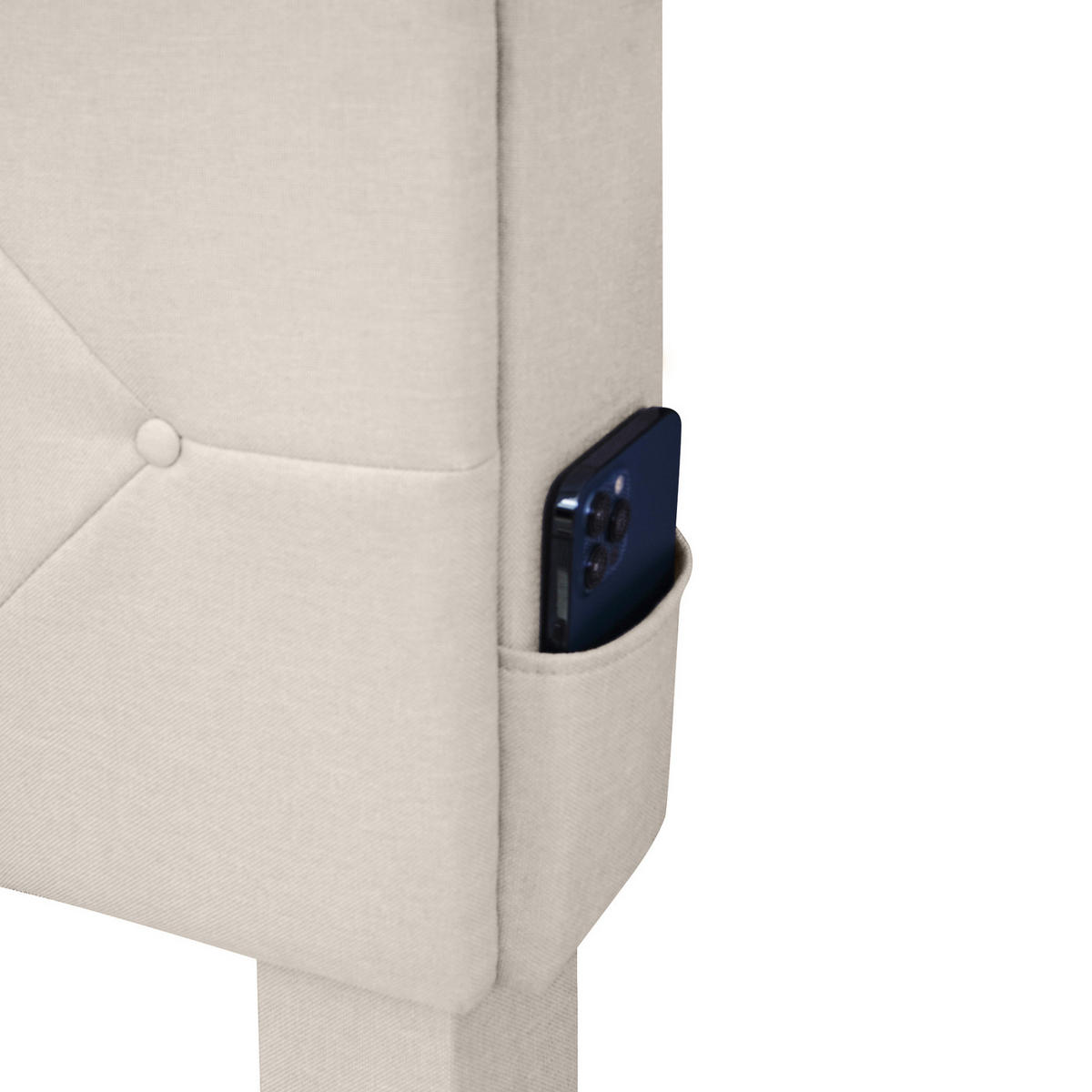 POLSTERBETT 140/200 cm in Beige mit LED-Beleuchtung - Grau, Holz/Textil (140/200cm) - KOMHTOM