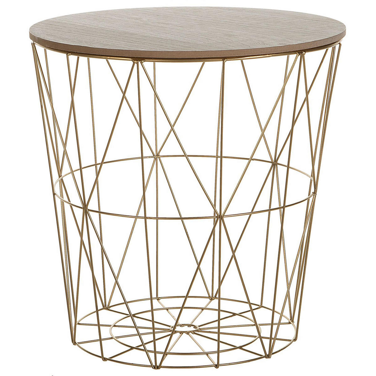 BEISTELLTISCH gold/heller Holzfarbton 40 cm Lanark - Hellbraun/Goldfarben, Holzwerkstoff (40/40/40cm) - Beliani
