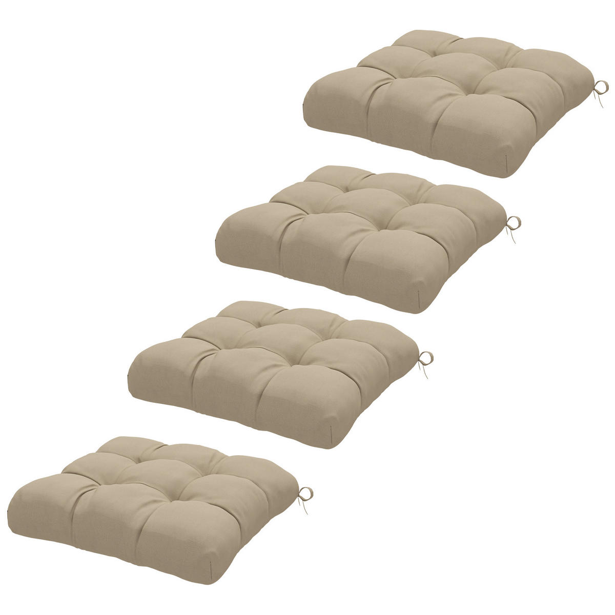 SESSELAUFLAGEN Khaki 4 Stück - Beige, Kunststoff (48/10/48cm) - GiPP
