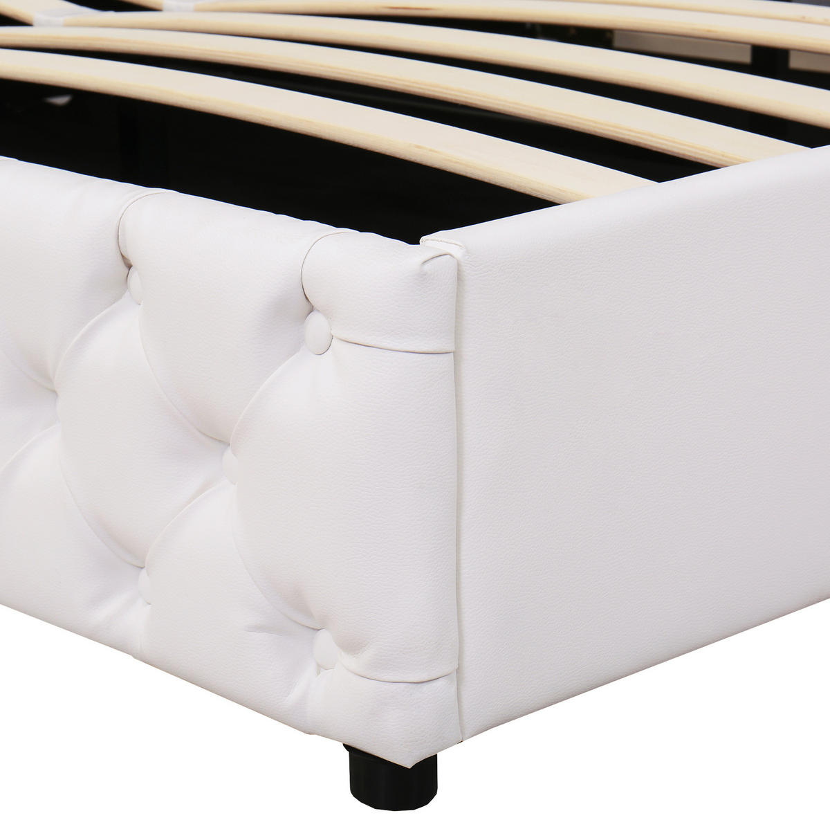 POLSTERBETT aus PU 180x200 cm Weiß mit Bettkasten, LED-Beleuchtung und Lattenrost - Weiß, Leder (180/200cm) - IVMEU