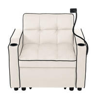 RELAXSESSEL 83/75/76 cm Beige mit Getränkehaltern und Handyhalter - Beige, Textil (83/76/167cm) - Oxeza