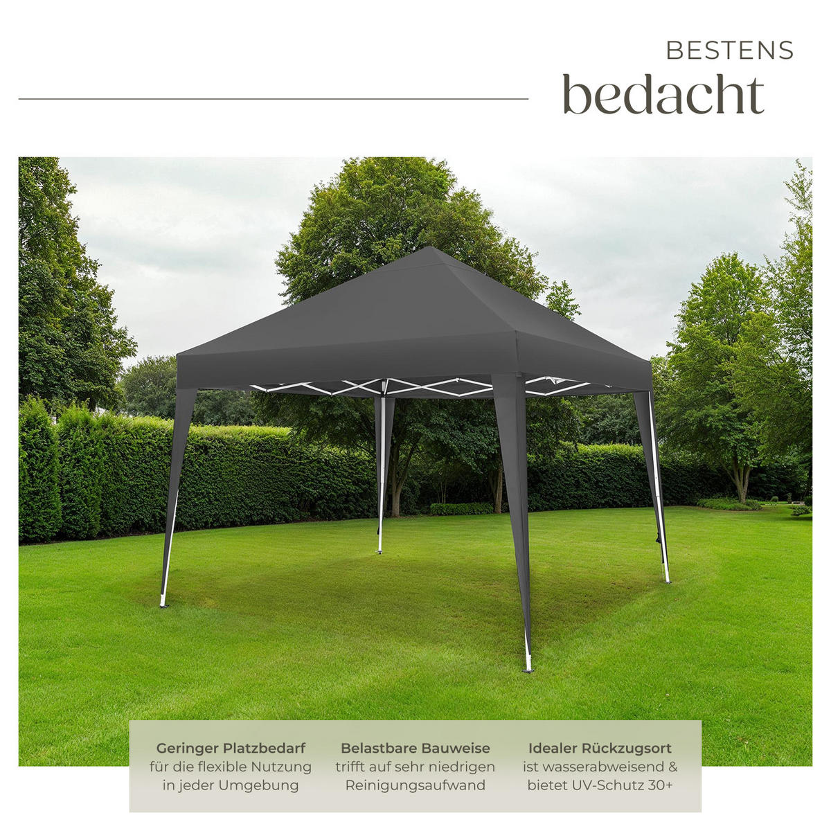 PAVILLON Linosa,inklusive Spannseile, Heringe und Tragetasche,grau - Grau, Kunststoff (300/255/300cm) - tectake