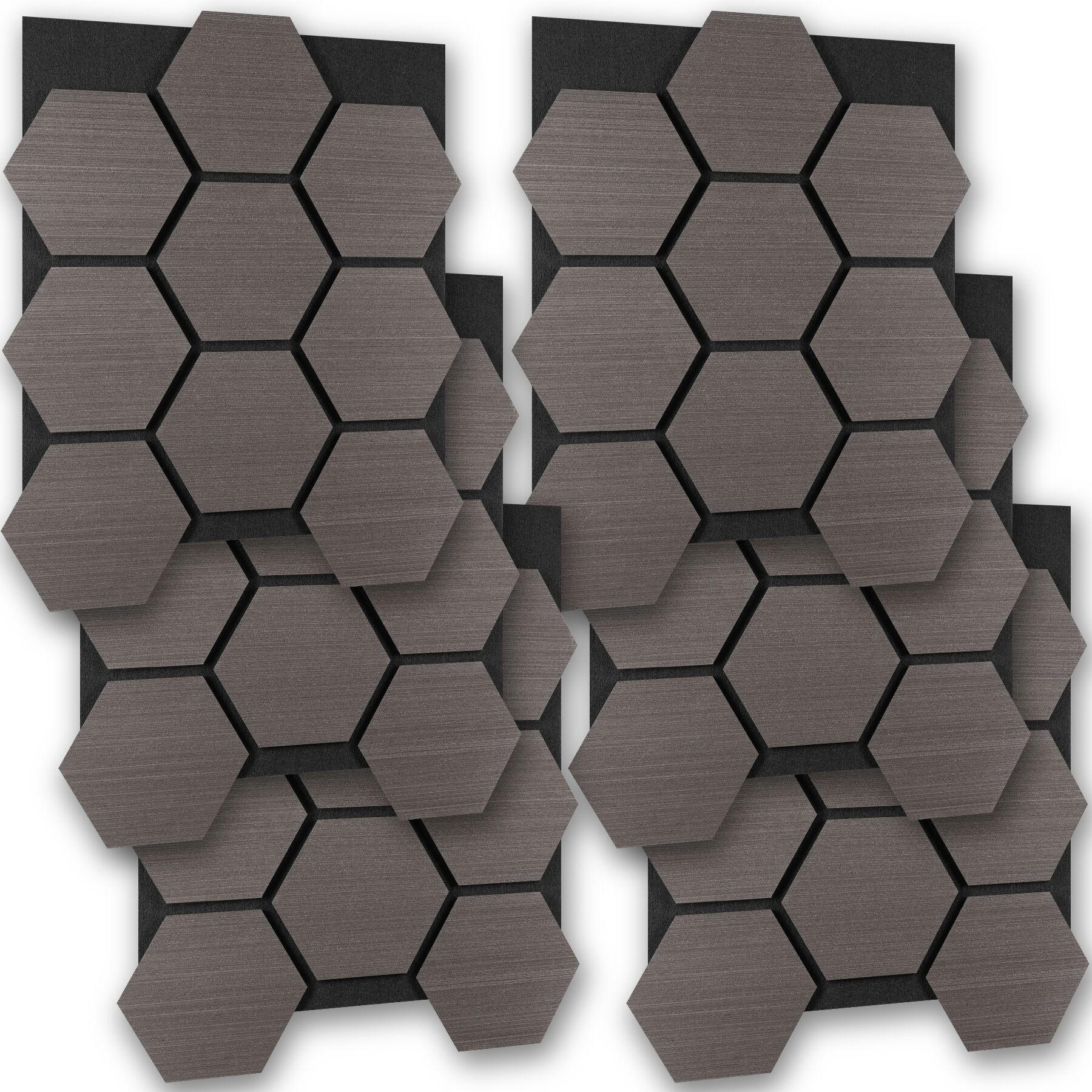 AKUSTIKPANEELE Sonic Shield, je 76 x 62 x 1,8 cm, Größe flexibel anpassbar, Eiche grau - Grau/Silbereichenfarben, Holz (62/1.8/76cm) - tectake