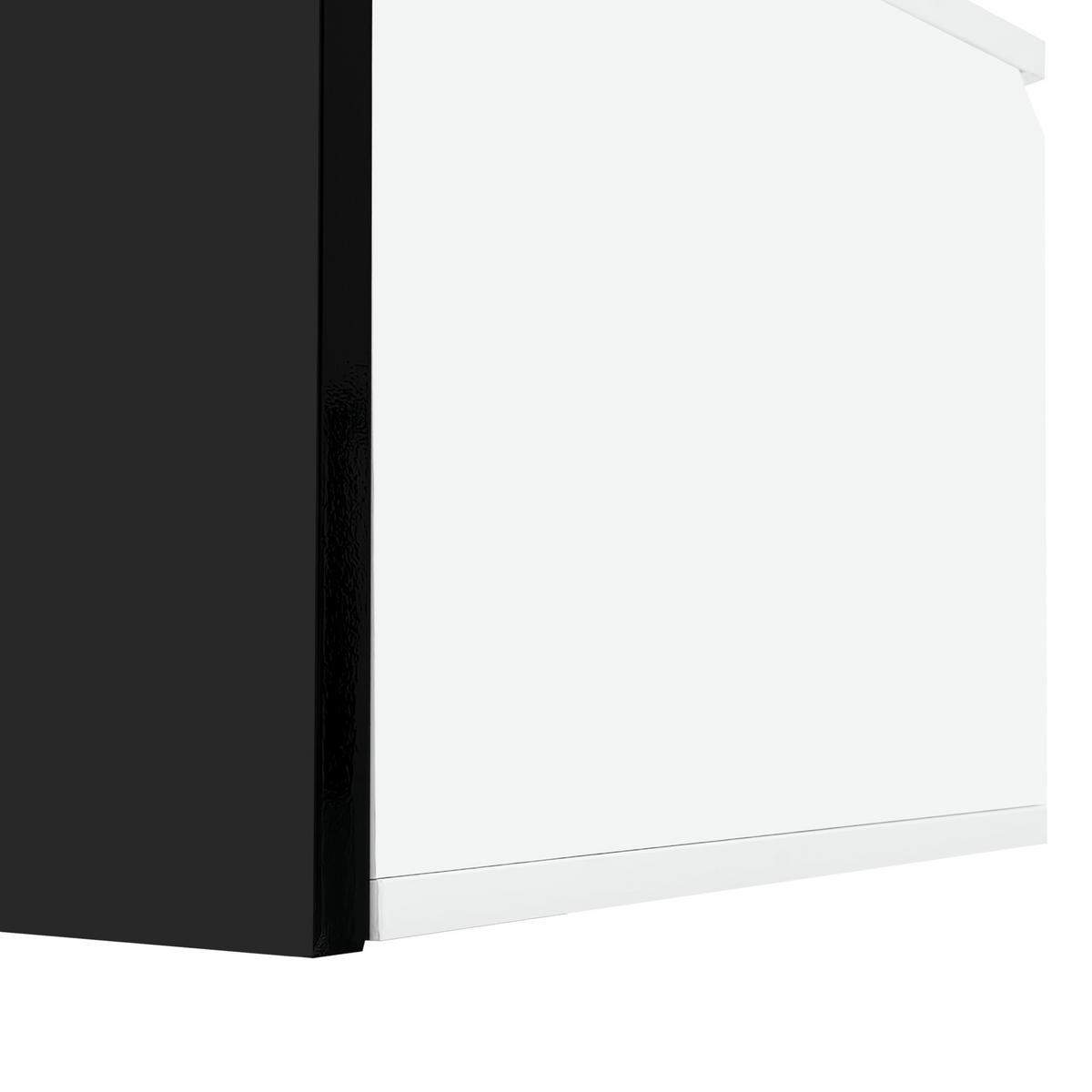 LOWBOARD in Schwarz und Weiß TV Schrank mit 16-Farben LED-Beleuchtung, wandmontierbar, B180/T35/H30cm - Schwarz/Weiß, Holzwerkstoff (180/30/35cm) - STILVORA