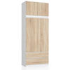 KLEIDERSCHRANK Weiß, Sonoma Eiche 90x51x234 cm - Weiß/Sonoma Eiche, Holzwerkstoff (90/234/51cm) - Akord