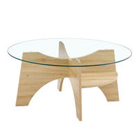 COUCHTISCH 80/80/36 cm transparent naturholzfarben aus Holzwerkstoff und Sicherheitsglas mit fächerförmigem Gestell - Naturfarben, Holzwerkstoff (80/80/36cm) - OKWISH