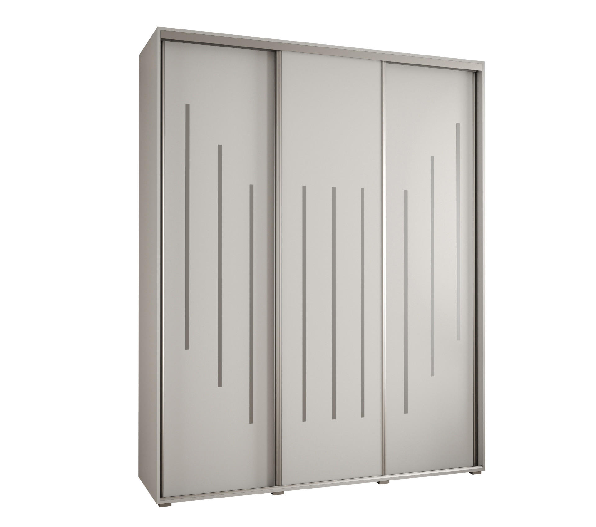 Abiks Möbel Schwebetürenschrank Weiß, Weiß, Silber 190x235x45 cm