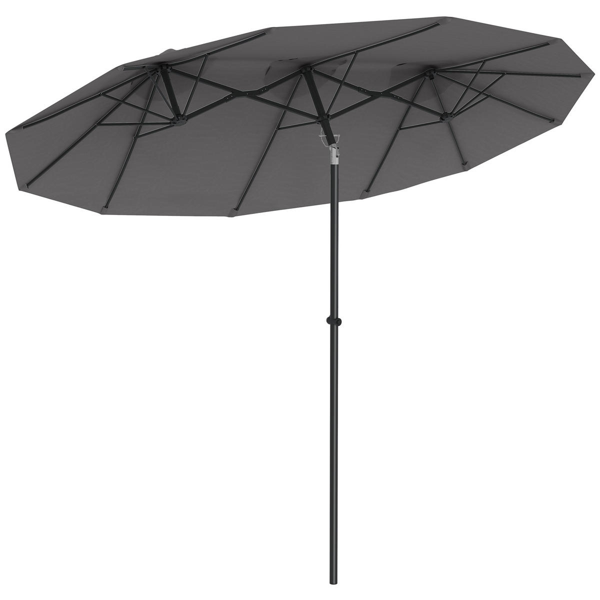 SONNENSCHIRM DE-11478 doppelt, mit Kurbel, 295 x 152 cm Grau - Grau, Textil (152/295cm) - ComfortXL