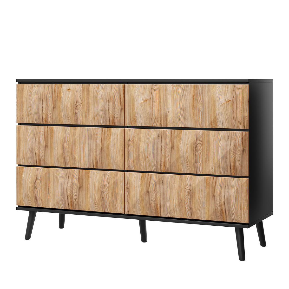 SIDEBOARD Schwarz Naturfarben 120/40/85 cm - Schwarz, Holzwerkstoff (120/85/40cm) - PANGIVO