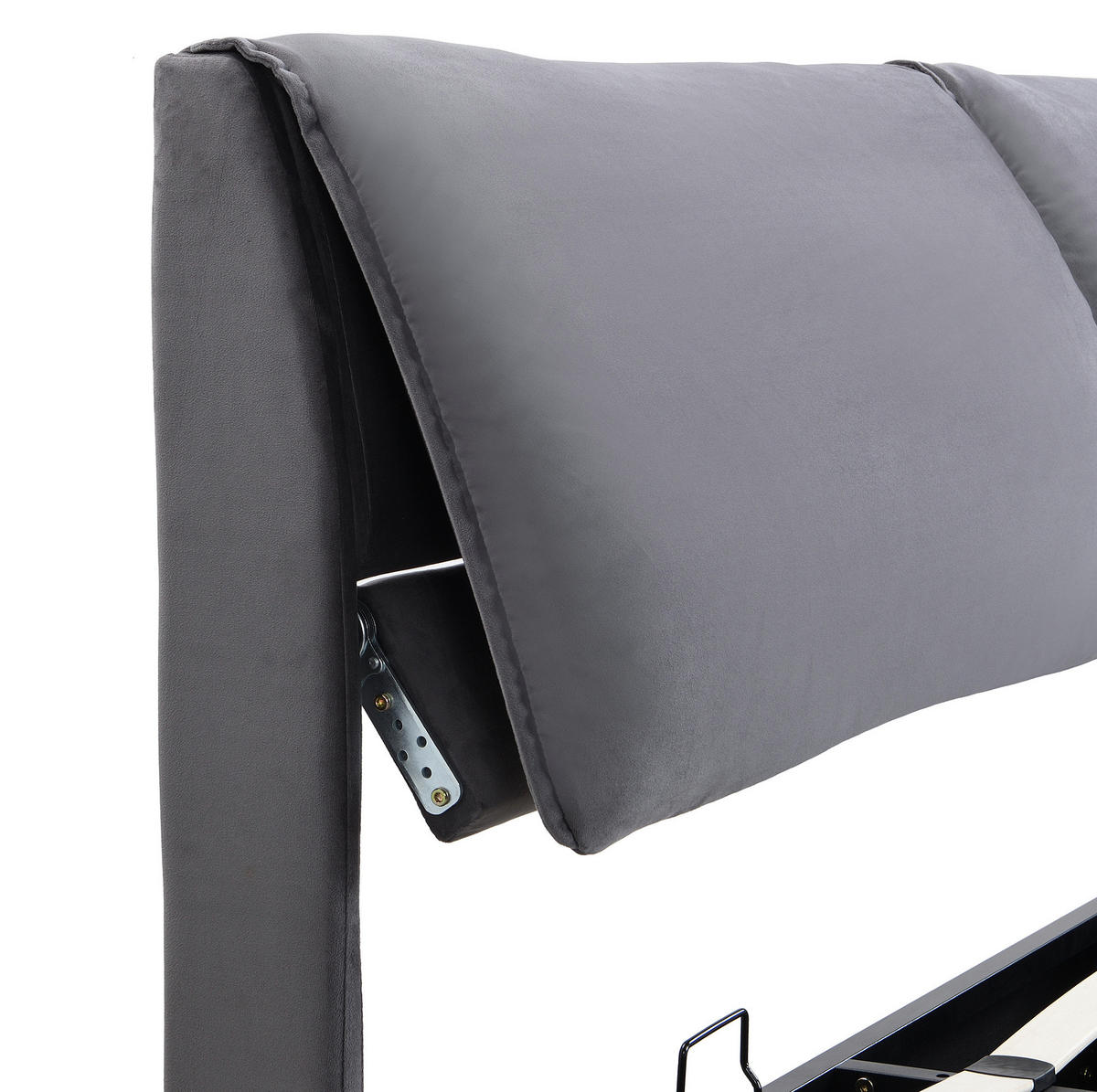 POLSTERBETT aus Samt 160x200 cm in Grau mit Bettkasten & 3 Schubladen - Grau, Textil (160/200cm) - Modfu