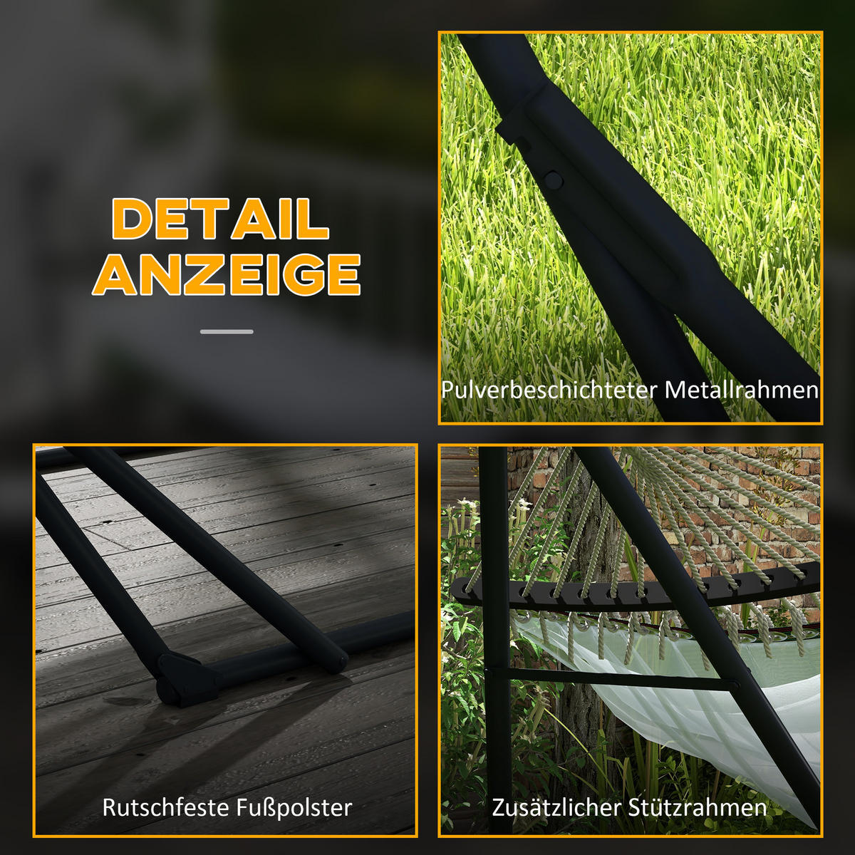 HÄNGEMATTENGESTELL, Metal, Nylon, Weiß - Weiß, Kunststoff/Metall (263/89/100cm) - Outsunny