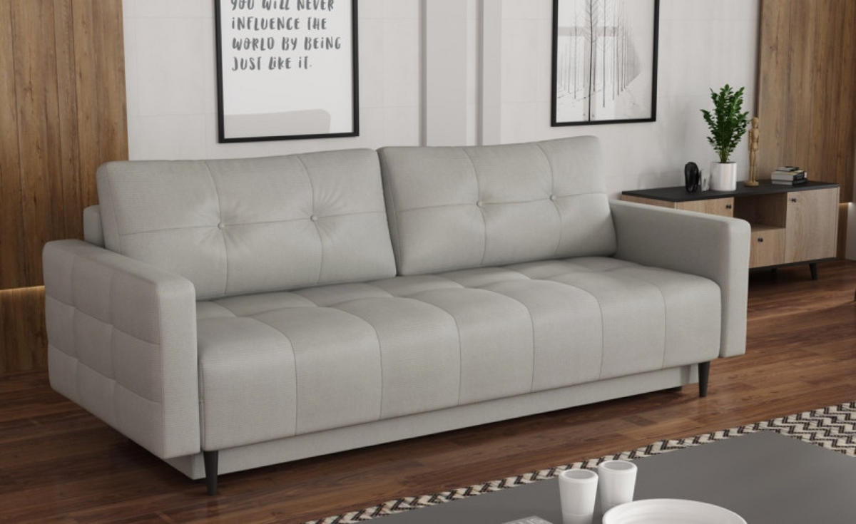 SOFA Grau RIS Ausziehbar - Grau, Textil (222/86/93cm) - Sepro Meble
