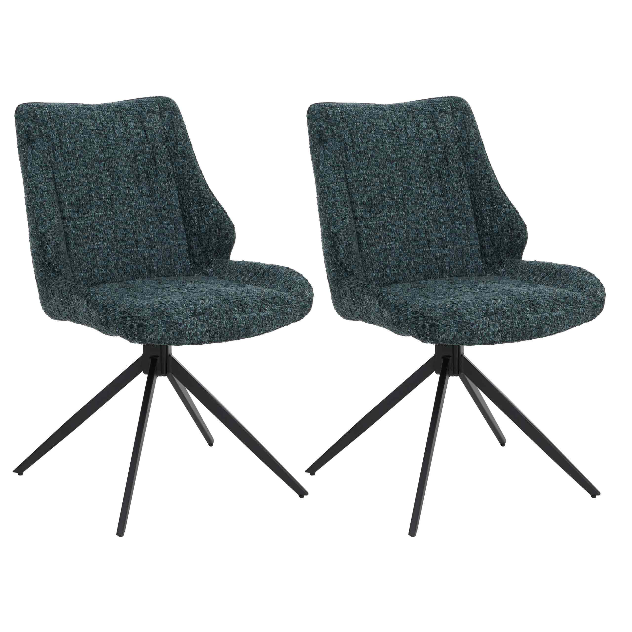 ESSZIMMERSTUHL Schwarz, Grün 2er-Set - Dunkelgrün/Schwarz, Textil (55/88/63cm) - MCW