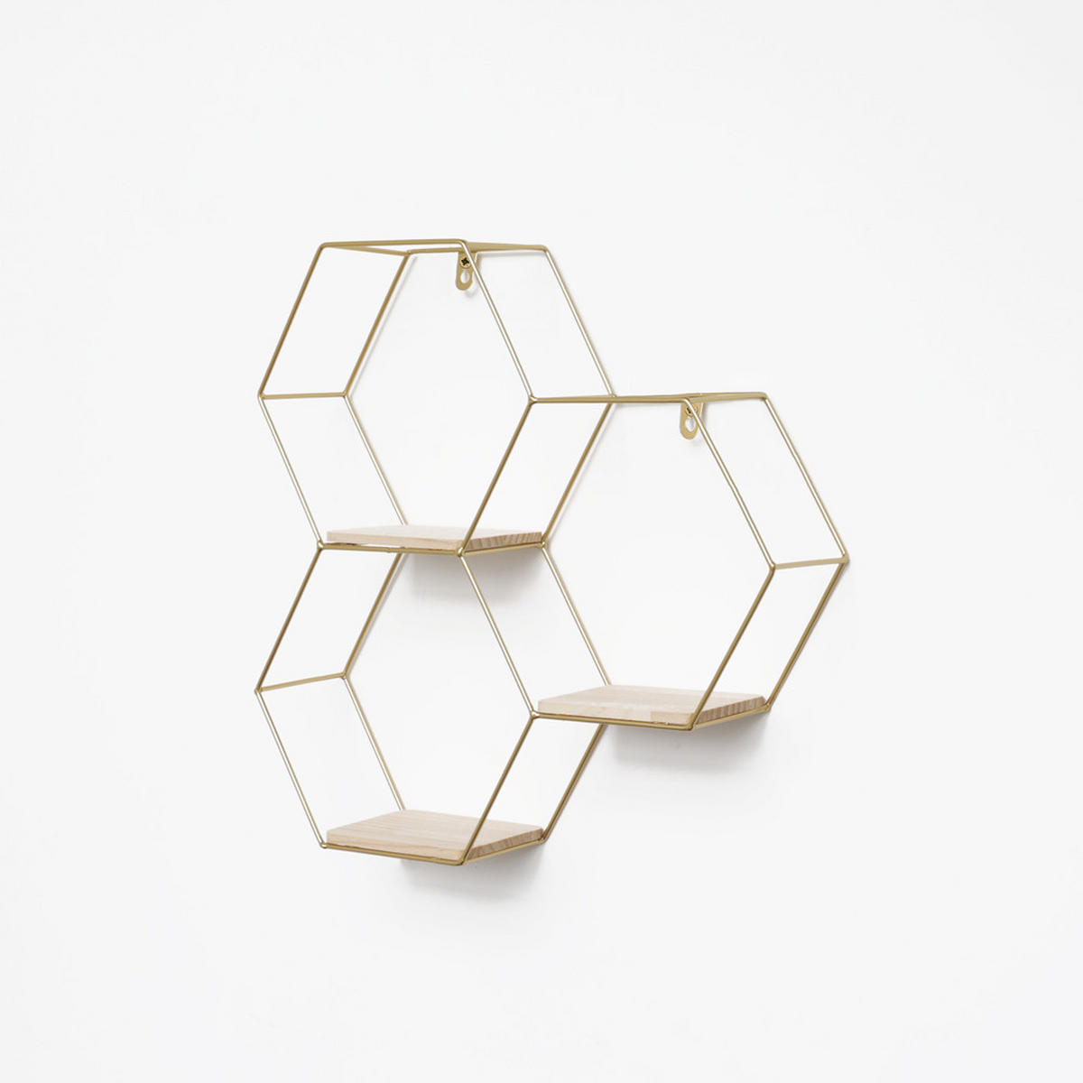 WANDREGAL Dreifaches sechseckiges aus Metall - 40,5 x 41 cm - Gold - Goldfarben, Metall (41/40.5/10.5cm) - IVOL