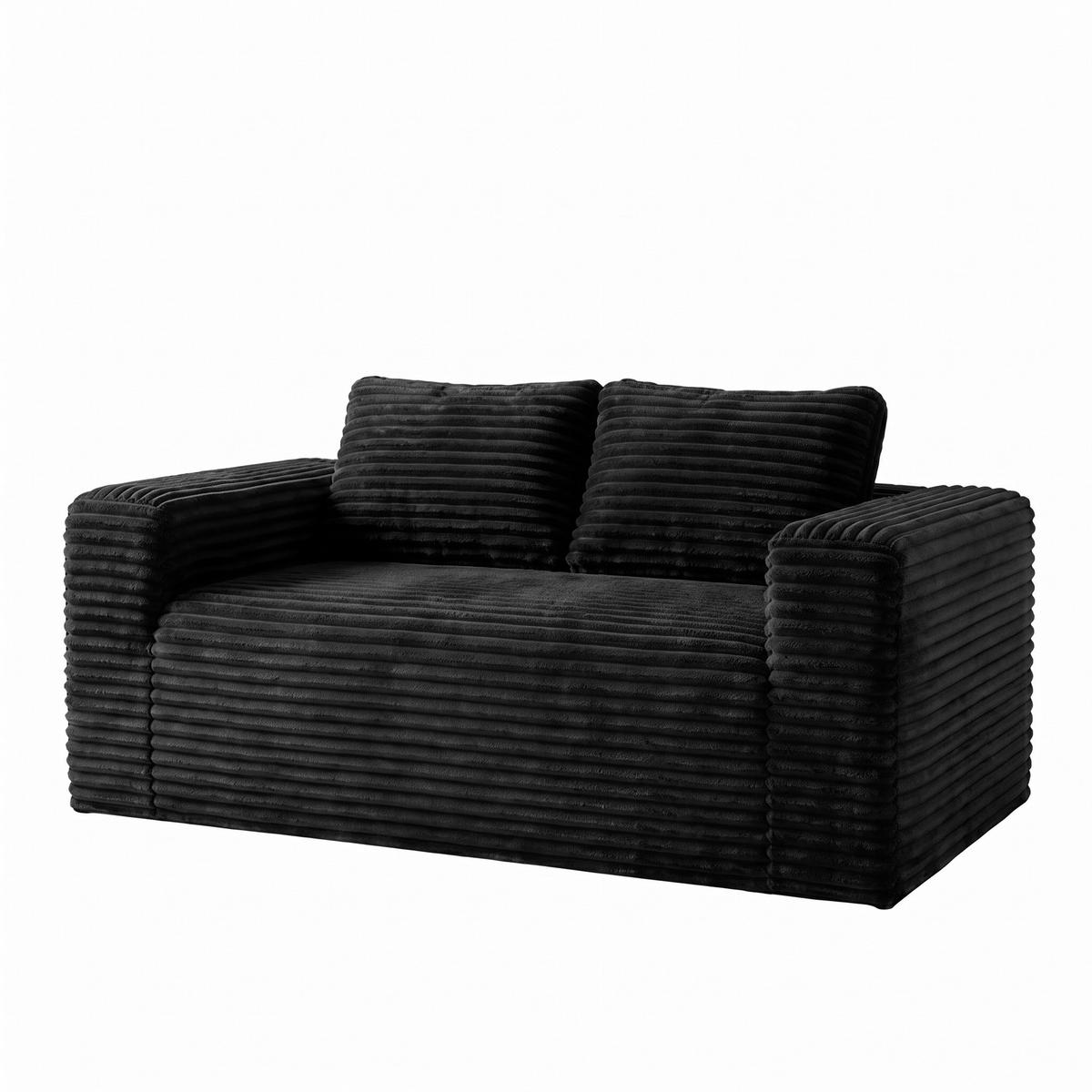 2-SITZER SOFA Cord Schwarz - Schwarz, Textil (160/58/88cm) - WISHDOR
